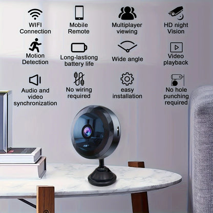 Wireless Mini WiFi Security Camera with Night Vision Motion Detection